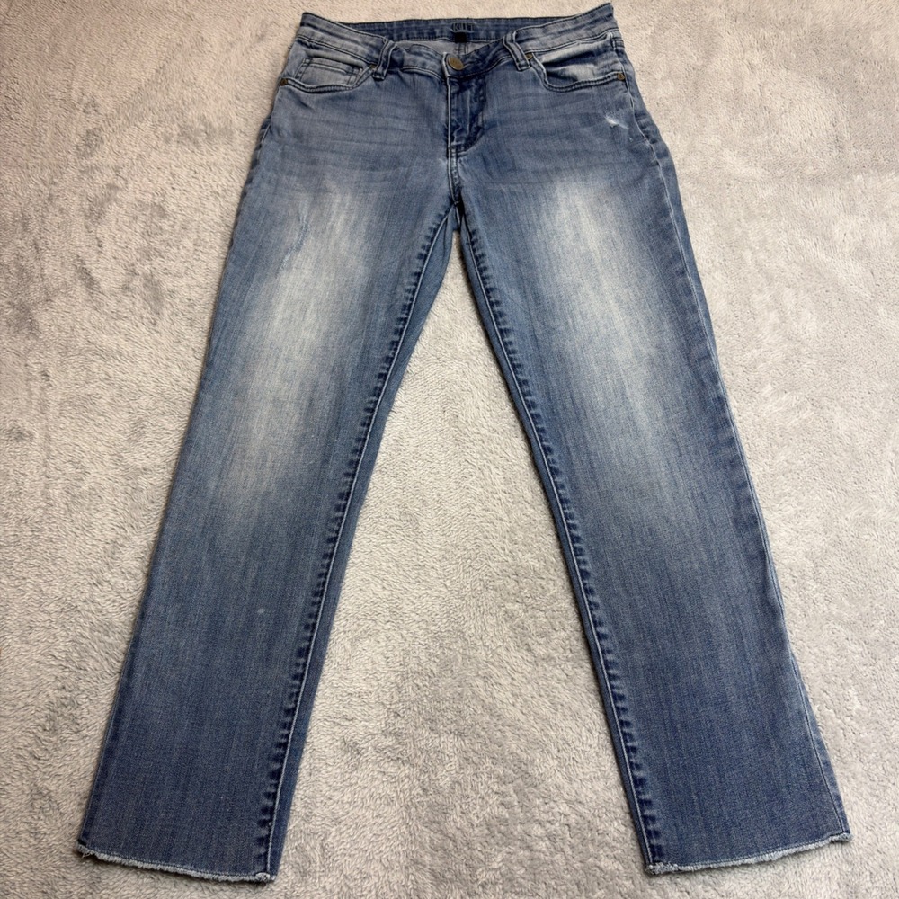 KUT from the Kloth Jeans Women's 2 Blue Raw Hem Distressed Wash Denim Size 28/26